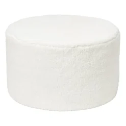 Xenos Teddy poef rond - wit - ø55x32 cm- Poefjes
