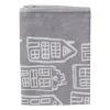 Xenos Theedoek antraciet huisjes - antraciet/wit - 50x70 cm- Thee- En Keukendoeken