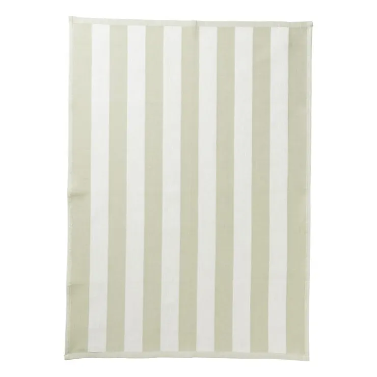 Xenos Theedoek strepen - groen/wit - 50x70 cm- Thee- En Keukendoeken