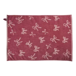 Xenos Theedoek strikjes - bordeauxrood/roze - 50x70 cm- Thee- En Keukendoeken