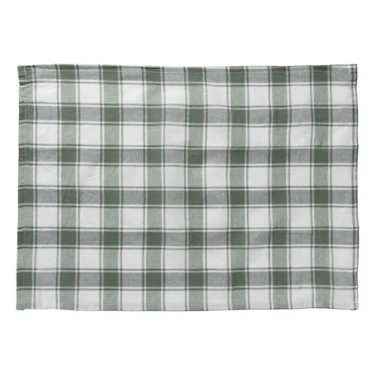 Xenos Theedoeken set van 3 - groen/wit - 45x65 cm- Thee- En Keukendoeken