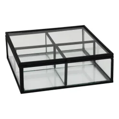 Xenos Theedoos - 15x15x5.5 - zwart- Sieraden Opbergen|Theedozen