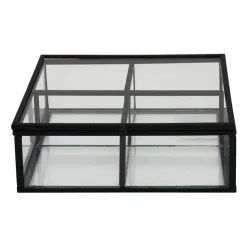 Xenos Theedoos - 15x15x5.5 - zwart- Sieraden Opbergen|Theedozen