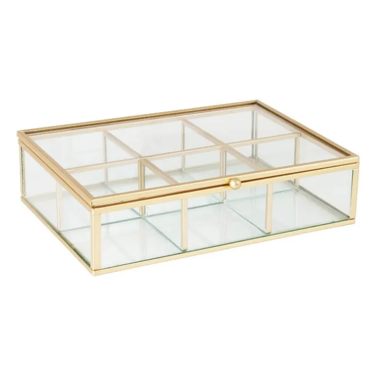 Xenos Theedoos - 20x15x5 cm - goud- Sieraden Opbergen|Theedozen