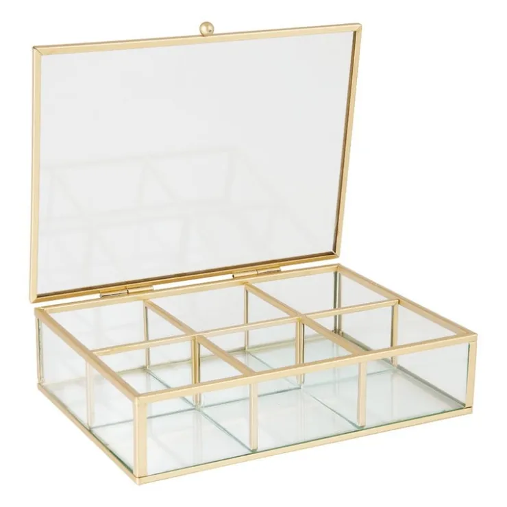 Xenos Theedoos - 20x15x5 cm - goud- Sieraden Opbergen|Theedozen
