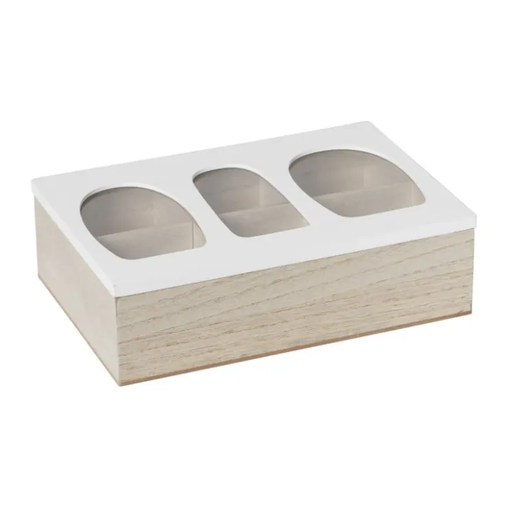Xenos Theedoos organisch - 6 vakken - 26x16x7 cm- Theedozen