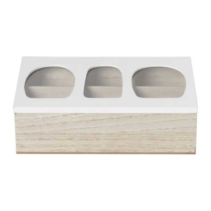 Xenos Theedoos organisch - 6 vakken - 26x16x7 cm- Theedozen