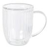 Xenos Theeglas dubbelwandig ribbel - 250 ml - glas- Theeglazen|Theeglazen