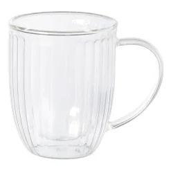 Xenos Theeglas dubbelwandig ribbel - 250 ml - glas- Theeglazen|Theeglazen