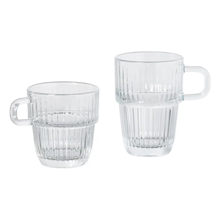 Xenos Theeglas ribbel met oor hoog - 315 ml- Theeglazen|Theeglazen