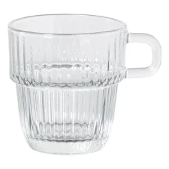 Xenos Theeglas ribbel met oor laag - 250 ml- Theeglazen|Theeglazen