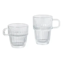 Xenos Theeglas ribbel met oor laag - 250 ml- Theeglazen|Theeglazen