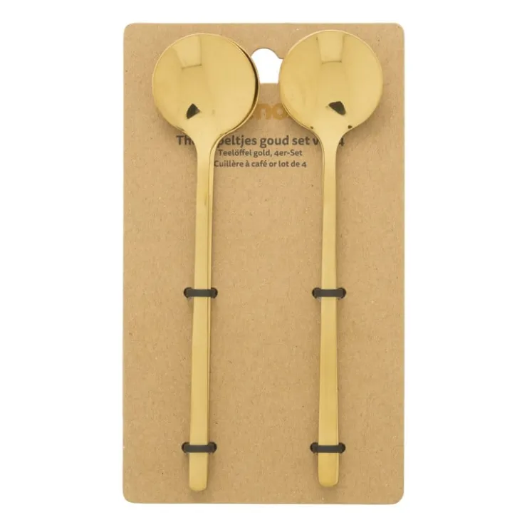 Xenos Theelepel goud - set van 4 - 13 cm- Thee Accessoires|Lepels