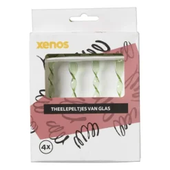 Xenos Theelepels groen - glas - set van 4- Thee Accessoires|Lepels