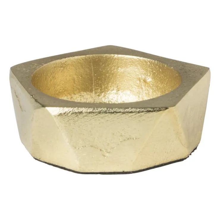 Xenos Theelichthouder achthoek - goud - ø5.5x2 cm- Waxinelichthouders