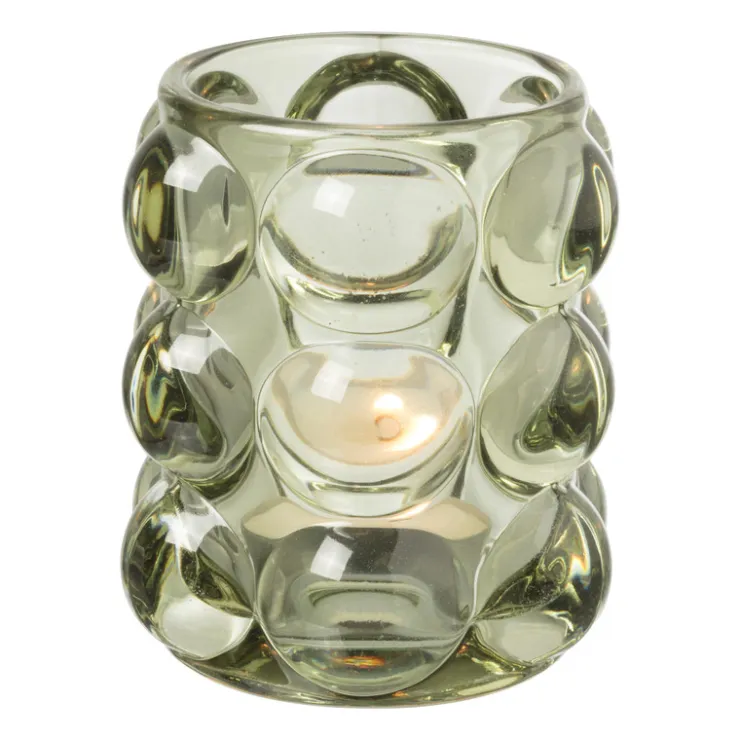 Xenos Theelichthouder bubbels - groen - ø8.5x9 cm- Waxinelichthouders