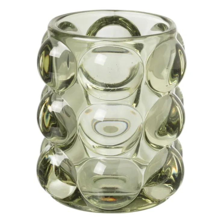 Xenos Theelichthouder bubbels - groen - ø8.5x9 cm- Waxinelichthouders