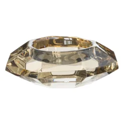 Xenos Theelichthouder Kristal - licht bruin -ø8x3 cm- Waxinelichthouders