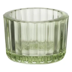 Xenos Theelichthouder ribbel - groen - ø5x3.7 cm- Waxinelichthouders
