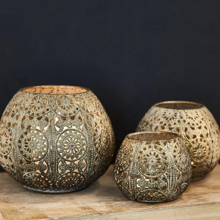 Xenos Theelichthouder rond - ø12.5 cm- Kerstcadeaus|Waxinelichthouders