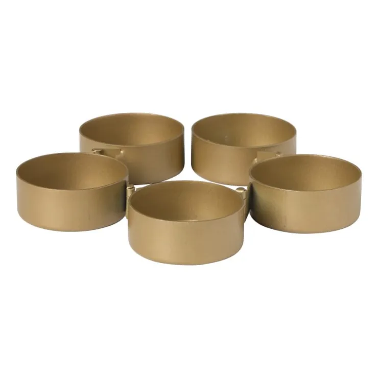 Xenos Theelichthouder slang - goudkleurig - 4x31x4.5 cm- Waxinelichthouders