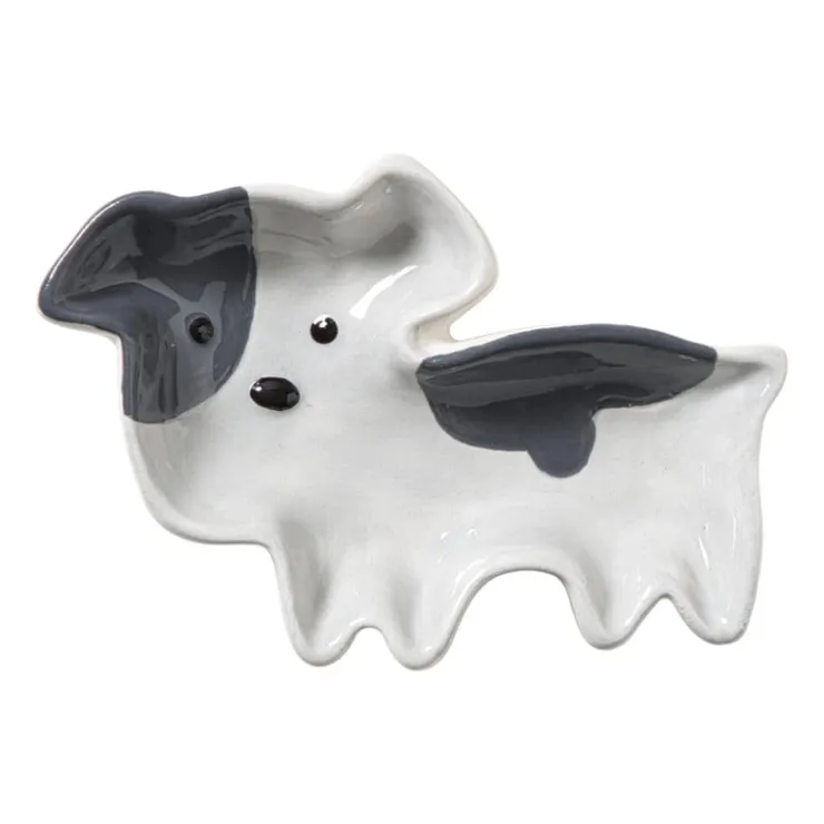 Xenos Theezakjeshouder hond frenchie - wit/grijs - 2.3x8 cm- Thee Accessoires