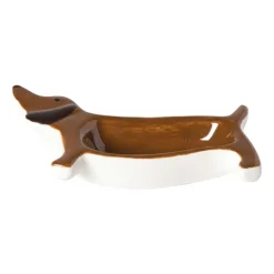 Xenos Theezakjeshouder hond teckel - bruin - 2.3x8 cm- Thee Accessoires