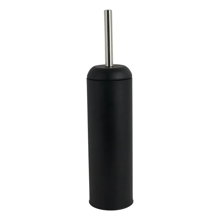 Xenos Toiletborstel en houder metaal - zwart - 41 cm- Toiletborstels