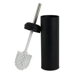 Xenos Toiletborstel en houder metaal - zwart - 41 cm- Toiletborstels