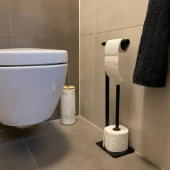 Xenos Toiletpapierhouder - metaal - 16,5x13x53,5 cm- Toiletrolhouders