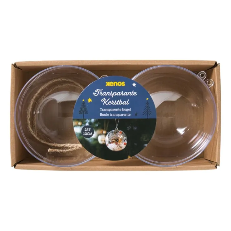 Xenos Transparante kerstbal - ø12 cm - set van 2- Kerstballen