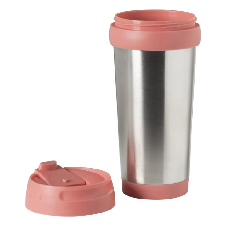 Xenos Travel beker - roze - 450 ml- Drinkflessen