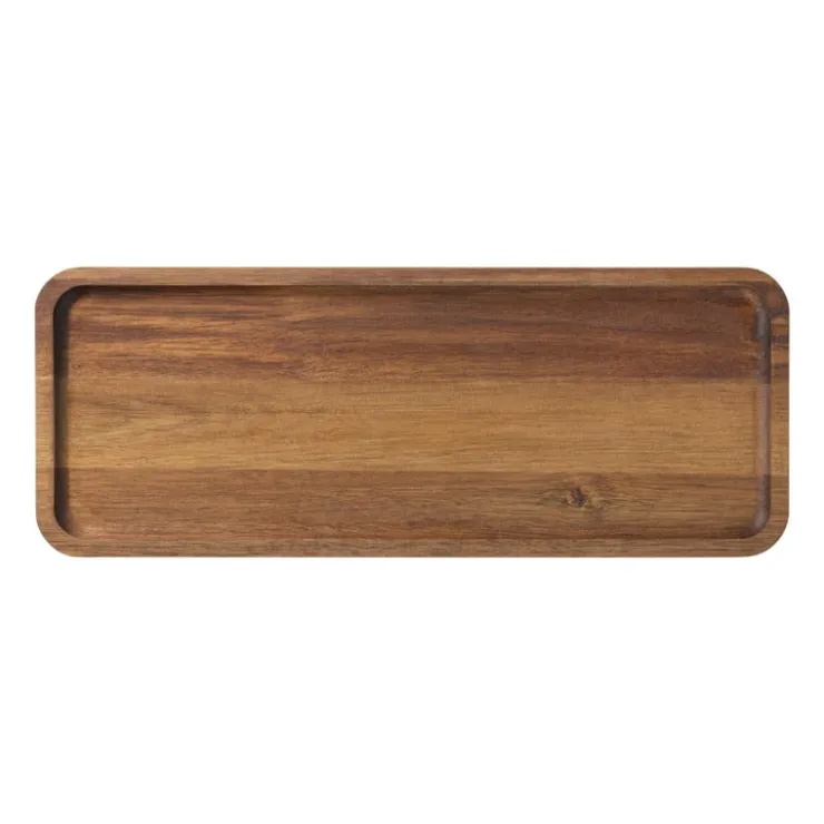 Xenos tray acacia groot - bruin - 14x36x1.5 cm- Borrelplanken|Kaarsenplateaus