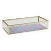 Xenos Tray goud met blokjes klein - goud/roze/blauw- Sieraden Opbergen