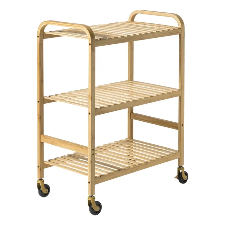 Xenos Trolley bamboe - bruin - 80x60x33.5 cm- Keukentrolleys