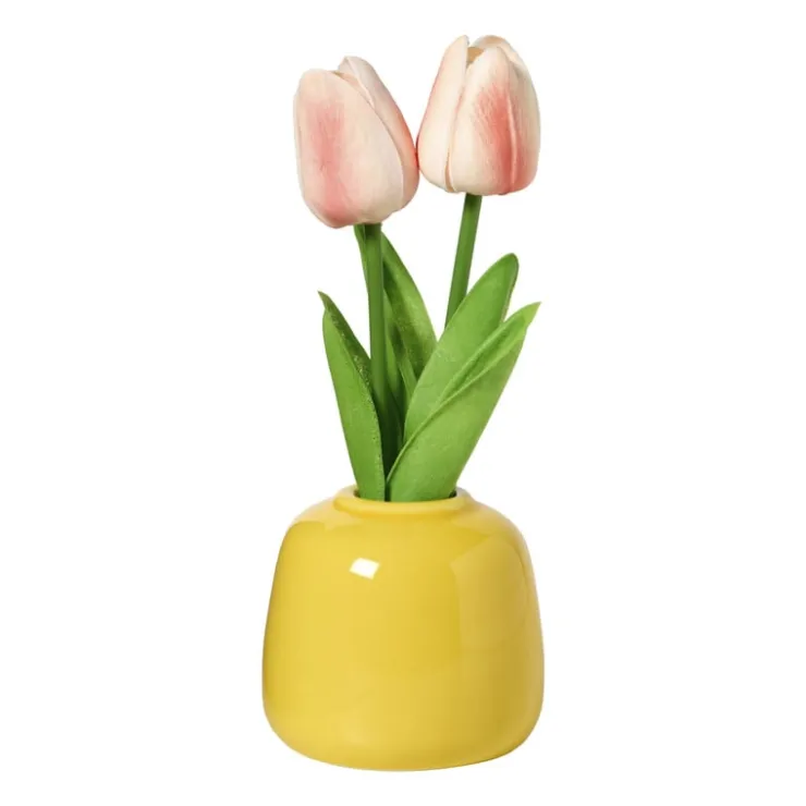 Xenos Tulpen in vaasje - diverse varianten - ø7x18 cm- Kunstbloemen