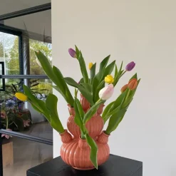 Xenos Tulpenvaas groot - roze - ø21.5x29.5 cm- Kerstcadeaus|Vazen