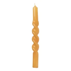 Xenos Twisted dinerkaars - okergeel - ⌀3x25 cm- Kerstcadeaus|Dinerkaarsen