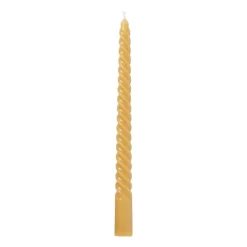 Xenos Twisted dinerkaars - okergeel - ⌀2x25 cm- Dinerkaarsen