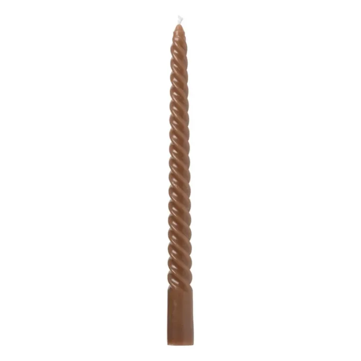 Xenos Twisted dinerkaars - terra - ⌀2x25 cm- Kerstcadeaus|Dinerkaarsen