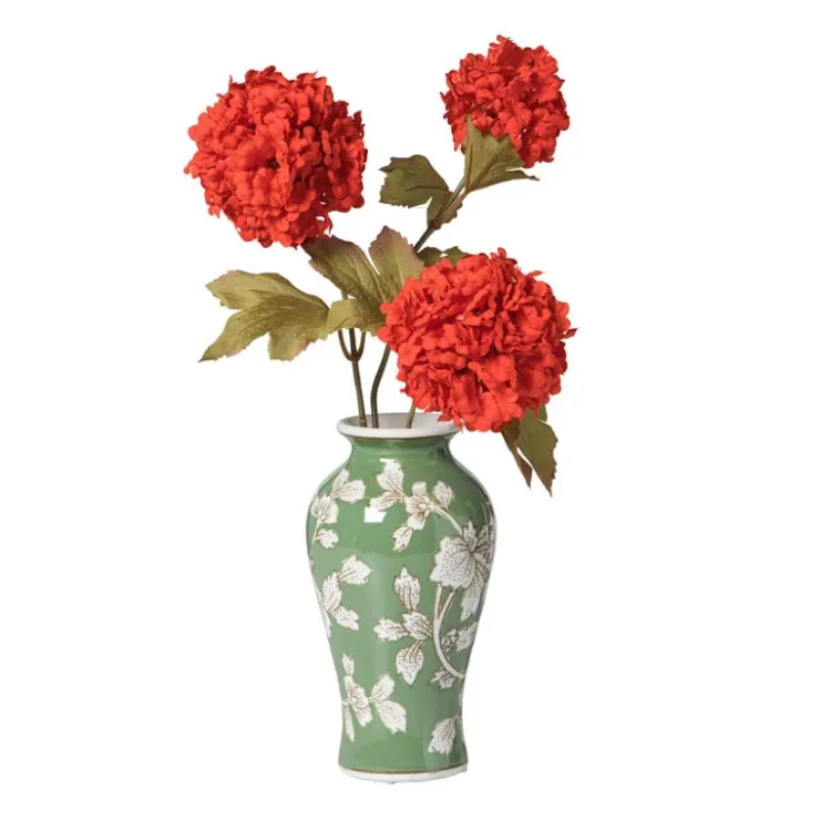 Xenos Vaas bloemenprint groot - groen - ø9x17.5 cm- Vazen|Vazen