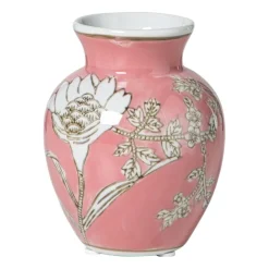 Xenos Vaas bloemenprint klein - roze - ø9x11.5 cm- Vazen|Vazen