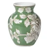 Xenos Vaas bloemenprint klein - groen - ø9x11.5 cm- Vazen|Vazen
