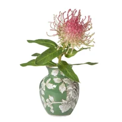 Xenos Vaas bloemenprint klein - groen - ø9x11.5 cm- Vazen|Vazen