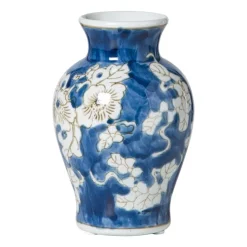 Xenos Vaas bloemenprint middel - blauw - ø9.5x15 cm- Vazen|Vazen