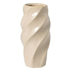 Xenos Vaas gedraaid - beige - ø8.4x17.5 cm- Vazen|Vazen