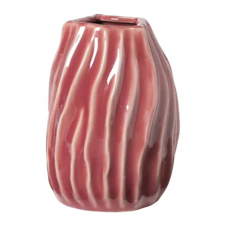 Xenos Vaas gedraaid - rood - ø13.4x17 cm- Kerstcadeaus|Vazen