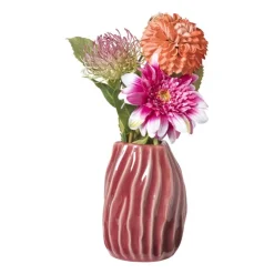 Xenos Vaas gedraaid - rood - ø13.4x17 cm- Kerstcadeaus|Vazen