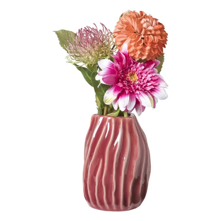 Xenos Vaas gedraaid - rood - ø13.4x17 cm- Kerstcadeaus|Vazen