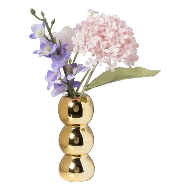 Xenos Vaas geribbeld - goud - ø12.5x5 cm- Vazen|Vazen